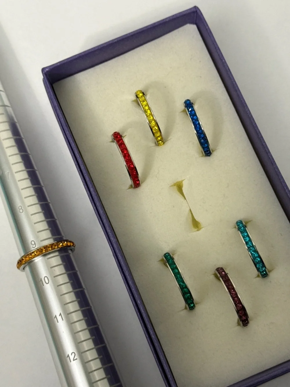 Multicolor Crystal Stackable Band Set - Size 9 - Picture 2 of 6